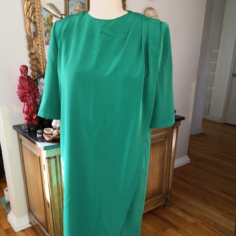 Vintage Jade Green Silk Dress, France
